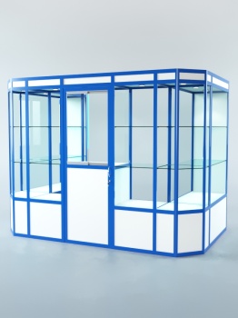 Павильон торговый из профиля пристенный №6а, Белый + Делфт голубой U525 ST9