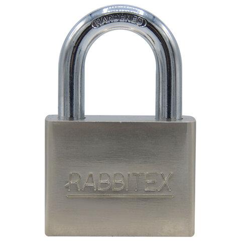 Замок навесной стальной 50 мм "Никель", антикоррозионное покрытие, 4 ключа, RABBITEX (РАББИТЕКС), 671309