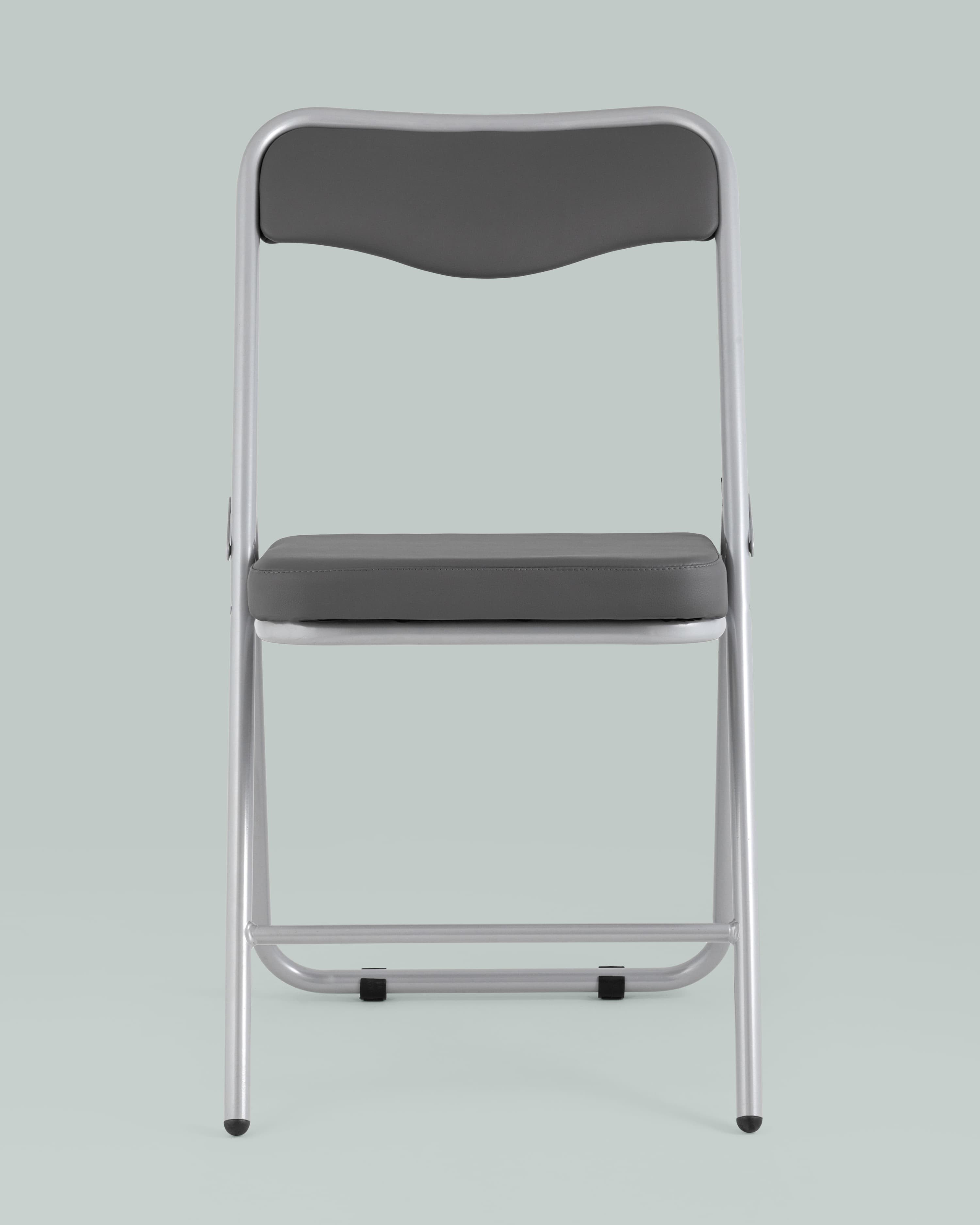 Складной стул Джонни экокожа серый каркас металлик