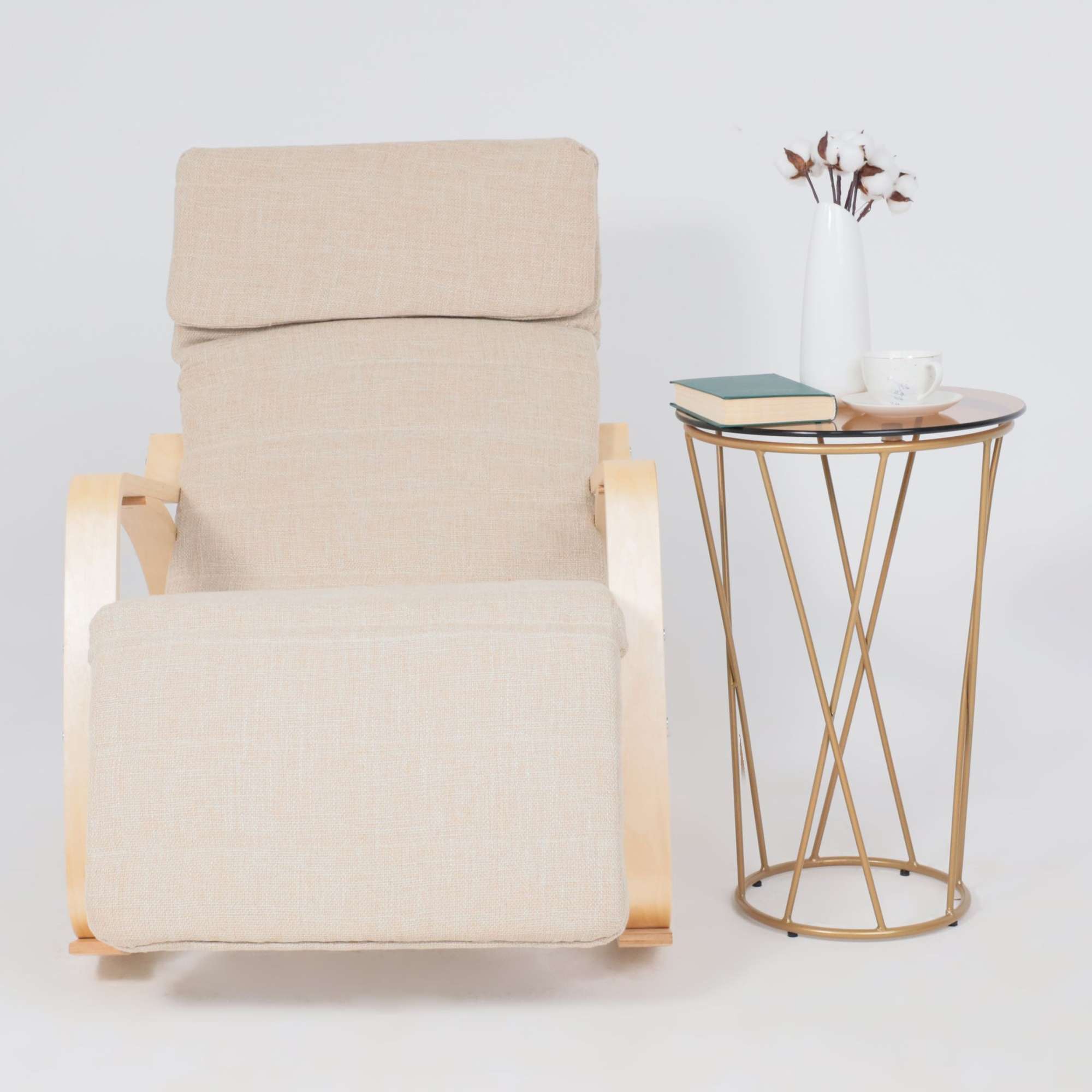 Кресло-качалка Smart, бежевый, ткань