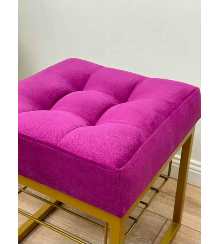 Банкетка Марсей 40-44 с полкой (фуксия/золото)