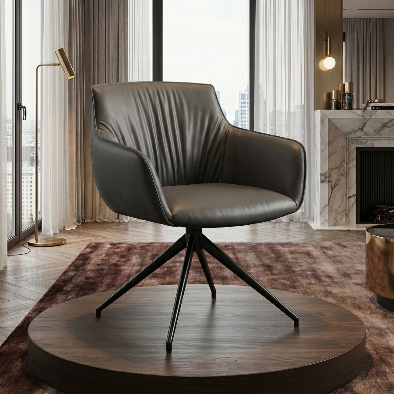 Полукресло София, иск.кожа, темно-серый