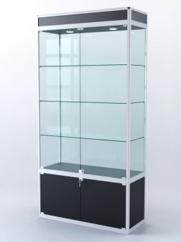 Витрина "ПРЯМОУГОЛЬНАЯ" №1-400-2 (задняя стенка - стекло), Черный