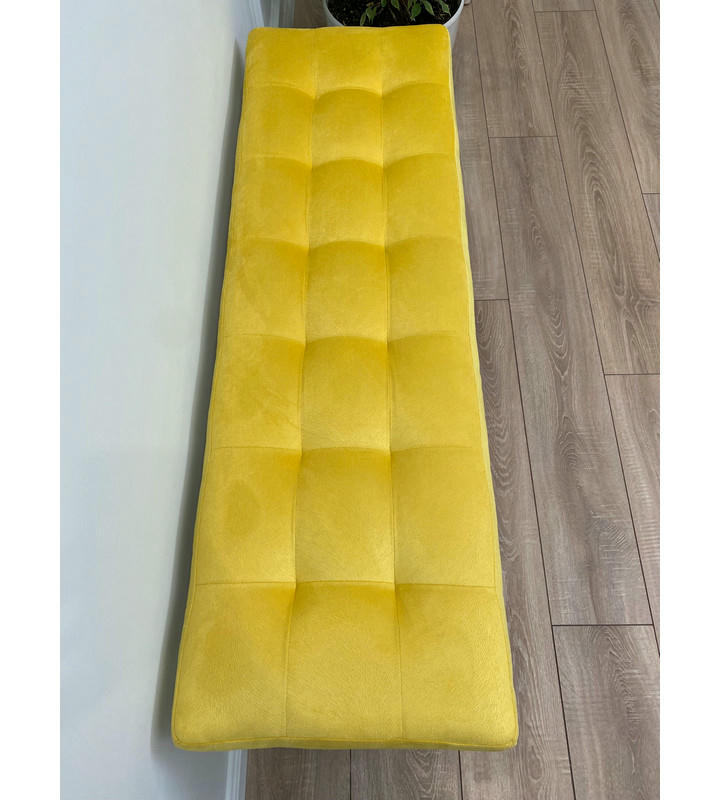 Банкетка Сканди-120-2-полочная (желтый/белый)