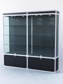 Витрина "ПРЯМОУГОЛЬНАЯ" №1-2м-400-1 (задняя стенка - ДВП), Черный