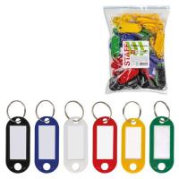 Бирки для ключей КОМПЛЕКТ 100 шт., длина 52 мм, инфо-окно 32х15 мм, цвет ассорти, STAFF, 237730