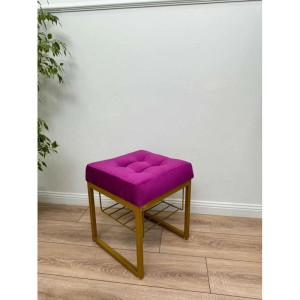 Банкетка Марсей 40-44 с полкой (фуксия/золото)