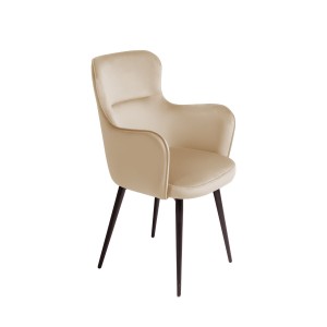 Стул c подлокотниками Кинг, поворотный на 360 градусов, бархат бежевый 05