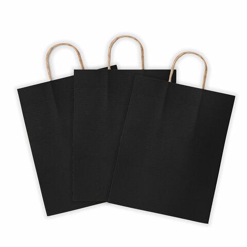 Крафт пакет бумажный Black 26х15х35см с кручеными ручками, плотность 80 гр/м2, моноцв, 112429