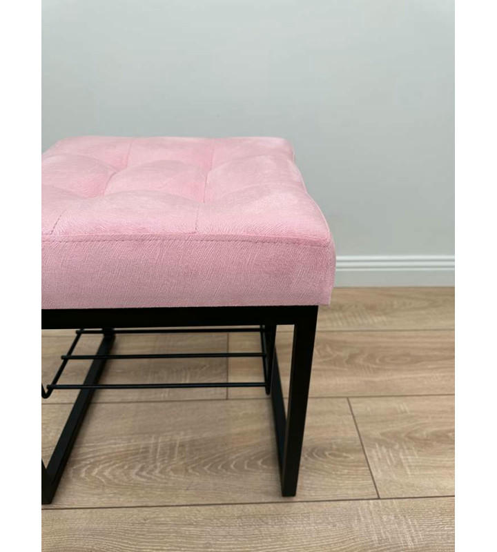 Банкетка Марсей 40-44 с полкой (светло розовый/черный)