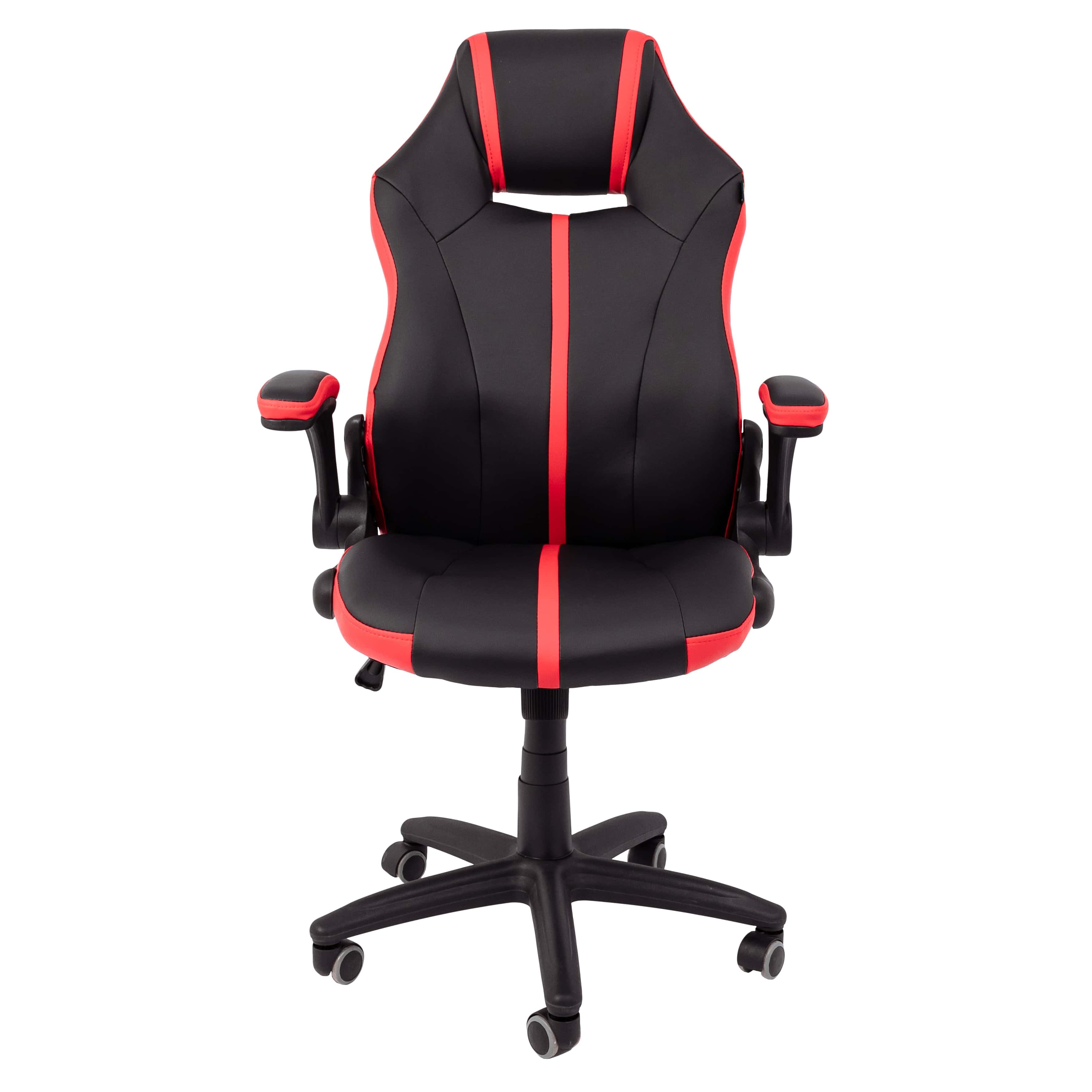 Кресло поворотное Fenix, красный + черный, экокожа