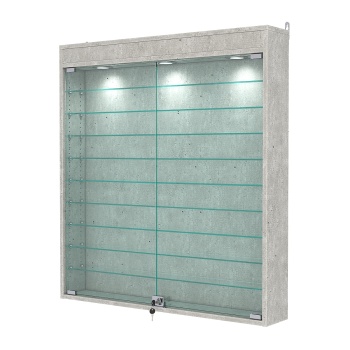 Витрина настенная с регулировочными полками №4-7А-РЕГ с подсветкой, Метрополитан Грей