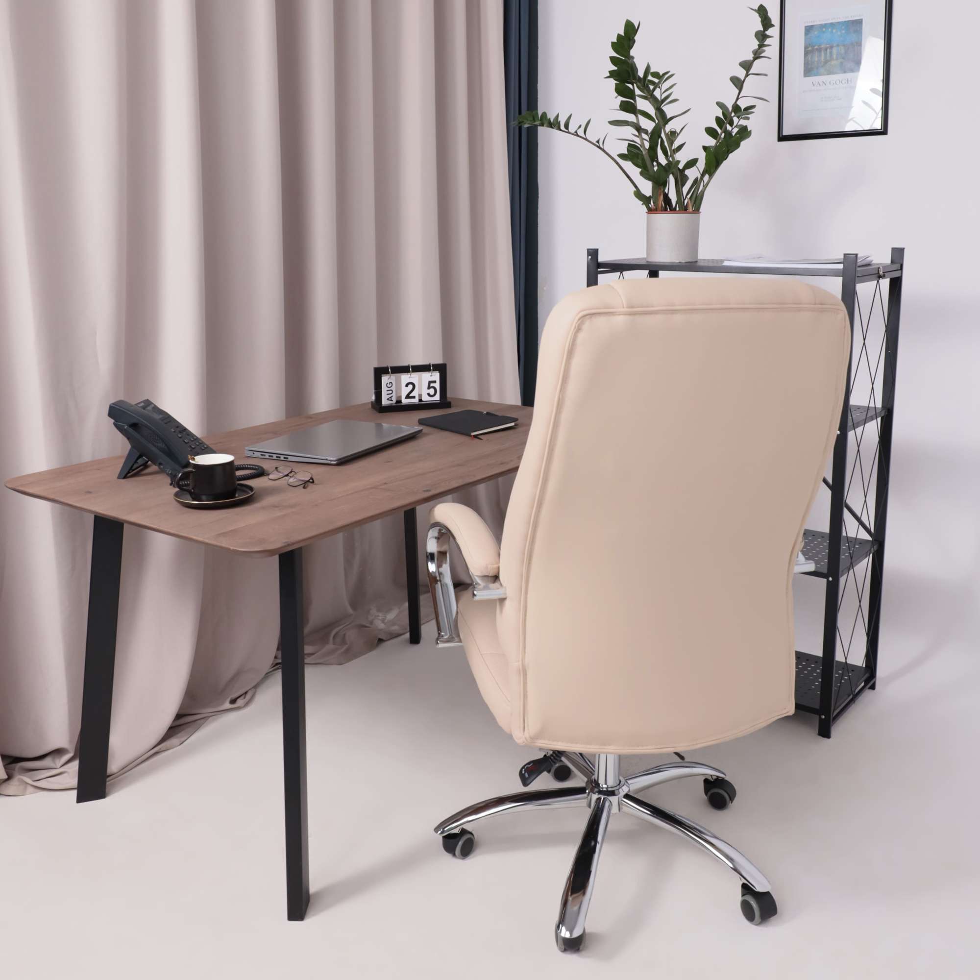 Кресло поворотное King, бежевый, экокожа