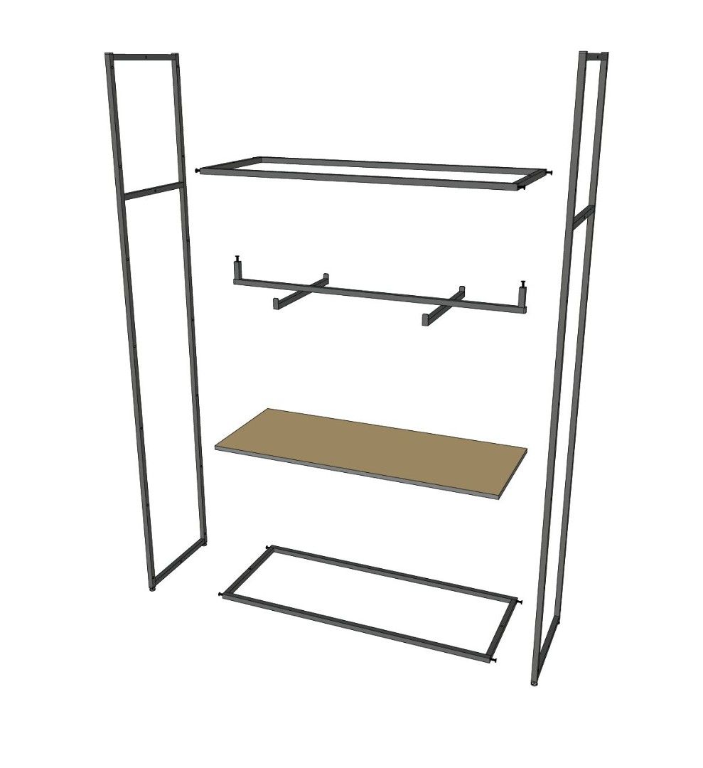 Стеллаж для одежды в стиле Лофт A22120-01-ЧЧ (220х120х45)