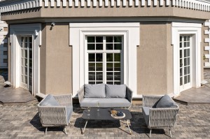 "Монако" лаунж-зона 4-местная из роупа со столом "Верона" (серый гранит)