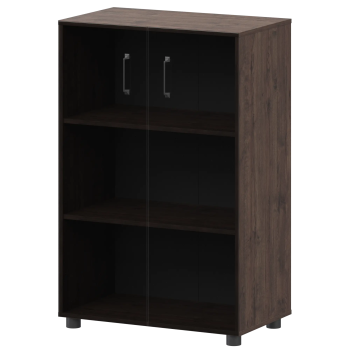 Стеллаж средний закрытый с стеклянными фасадами Приоритет К-933,К-946,КФ-946 Дуб апрель