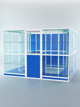 Павильон торговый из профиля пристенный №9г, Делфт голубой U525 ST9 + Белый