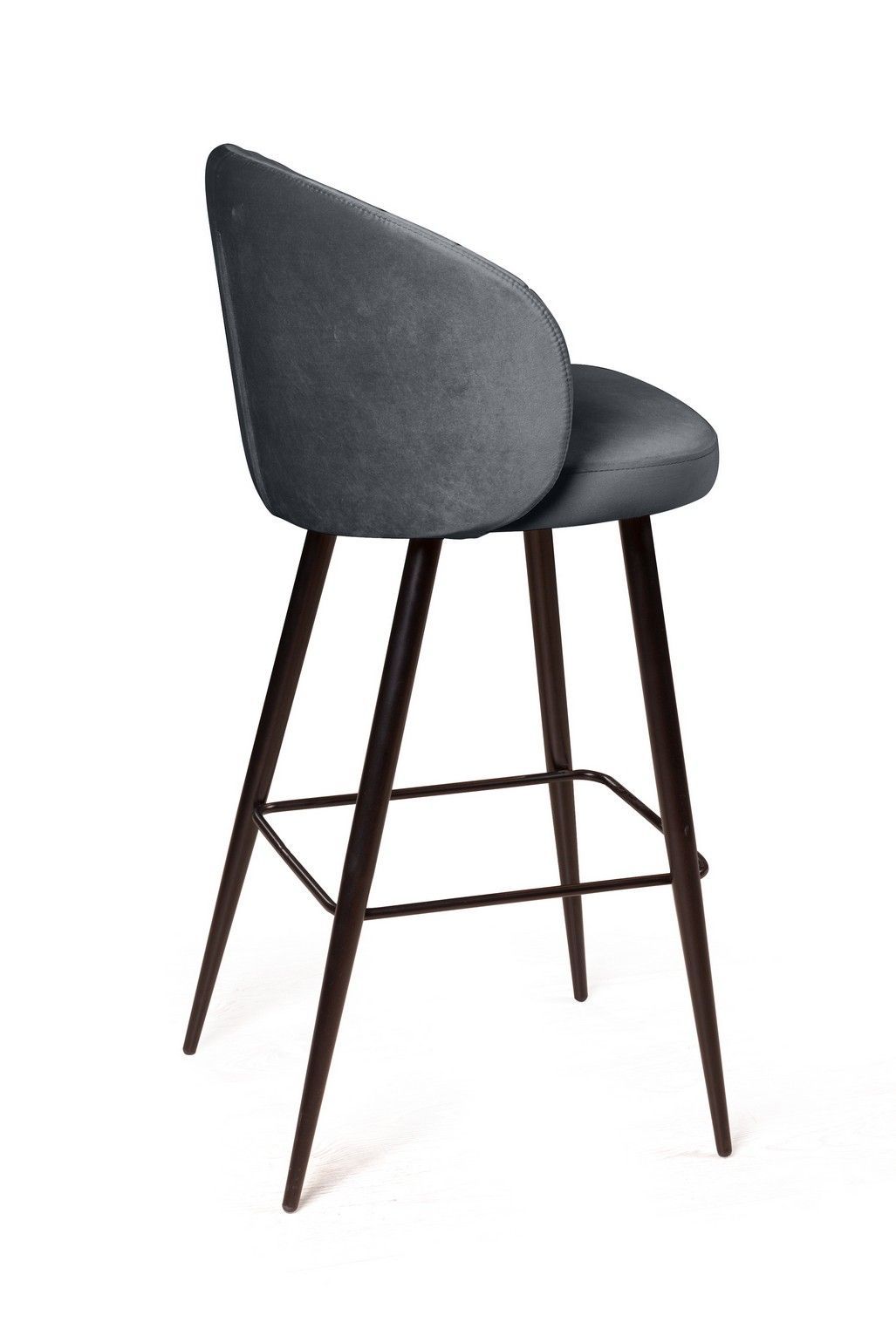 Стул барный Mont Blanc, бархат светло-серый 26 / черный конус