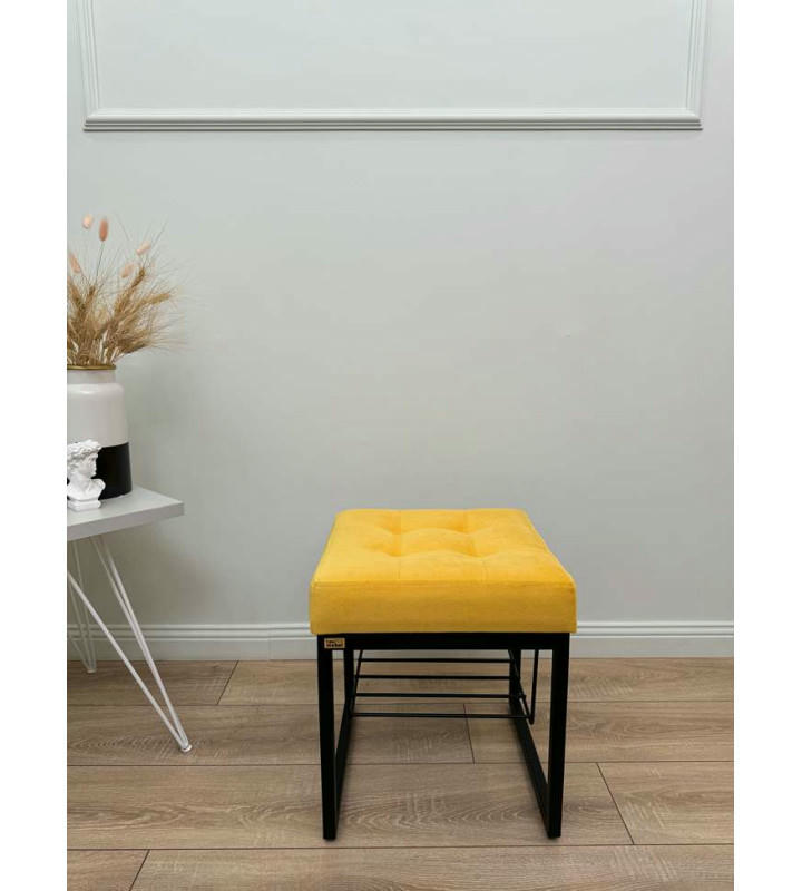 Банкетка Марсей 40-44 с полкой (желтый/черный)