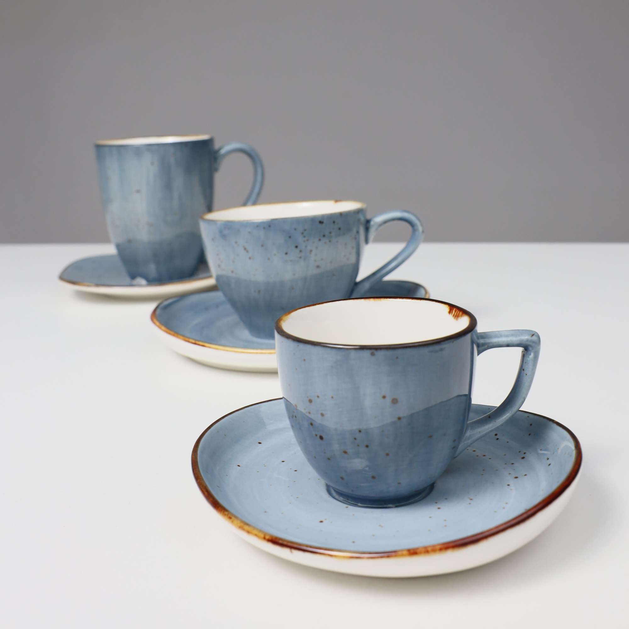 Кофейная чашка с блюдцем VITAL, фарфор, синий, 80мл