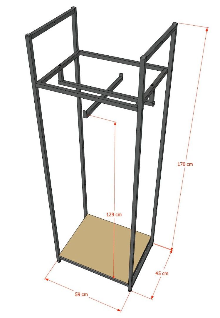 Стеллаж для одежды в стиле Лофт A1760-01-ЧБ