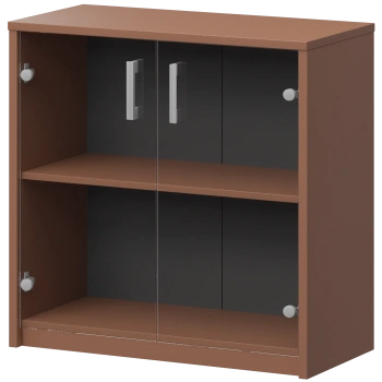 Стеллаж низкий с прозрачным стеклом Арго А-302/А-стл302пр Терракота