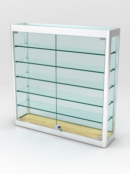 Витрина из профиля настенная "ВАЙБ ИКС" №1-5П-С-170 (задняя стенка Cтекло), Дуб Золотистый