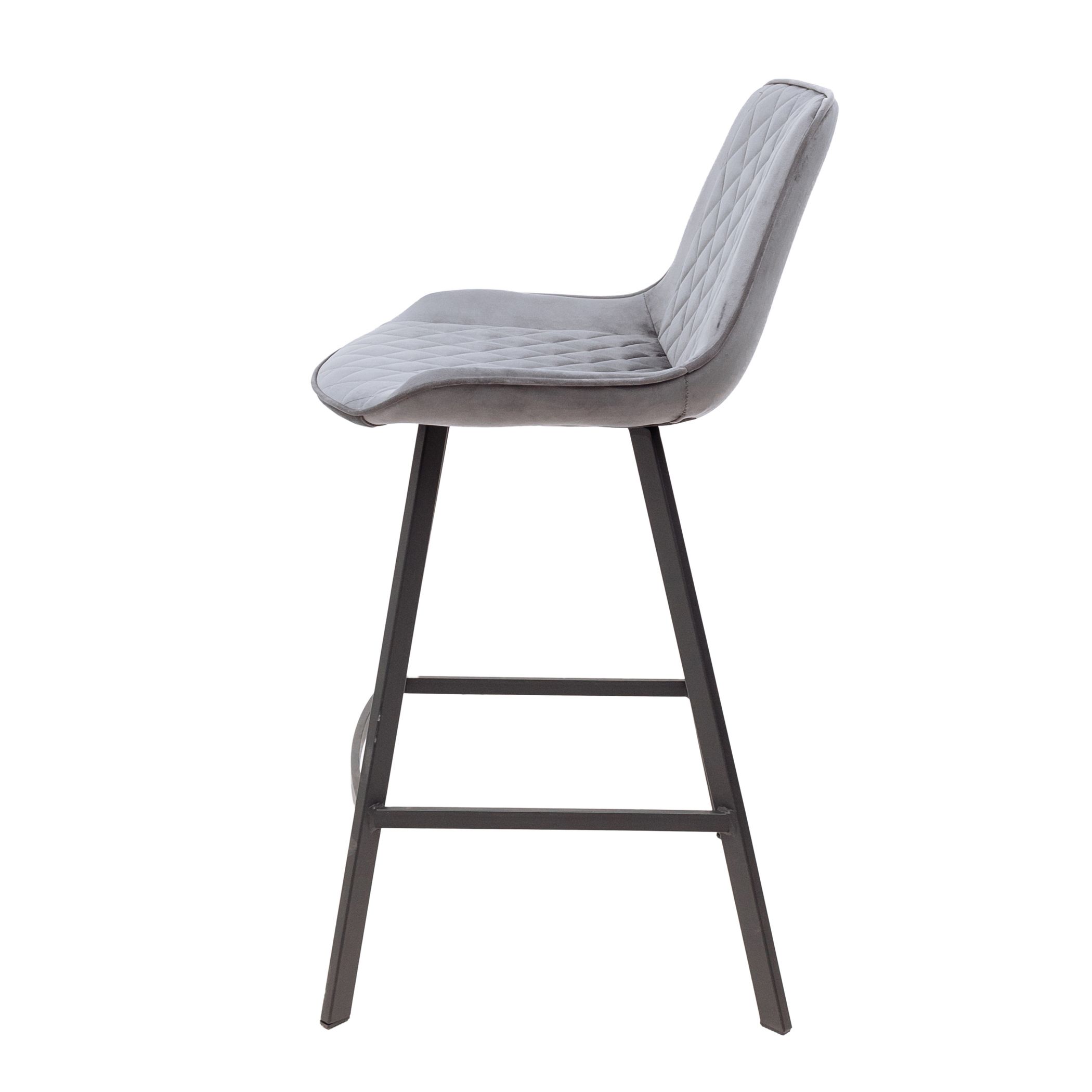 Стул барный Leros, серый, велюр