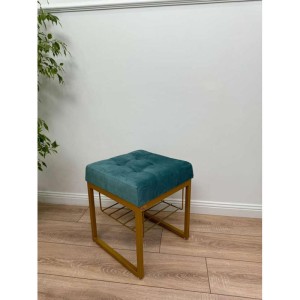 Банкетка Марсей 40-44 с полкой (бирюзовый/золото)