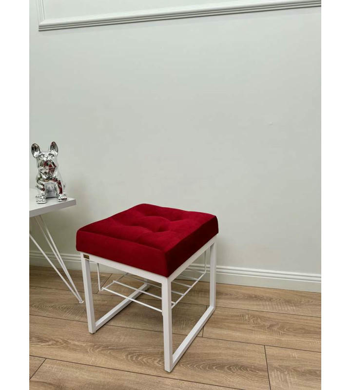 Банкетка Марсей 40-44 с полкой (красный/белый)