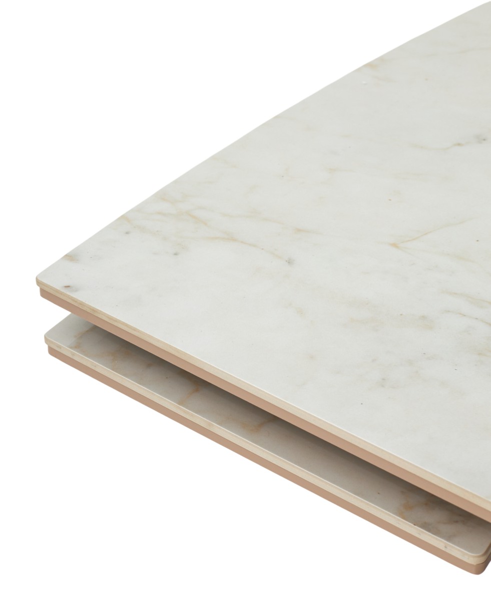 Стол ПУАНТО 200  BRECHA CREMA ELEGANCE, керамика / Латте каркас