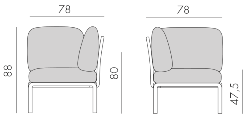 Модуль угловой пластиковый с подушками Komodo Elemento Angolo агава, авокадо