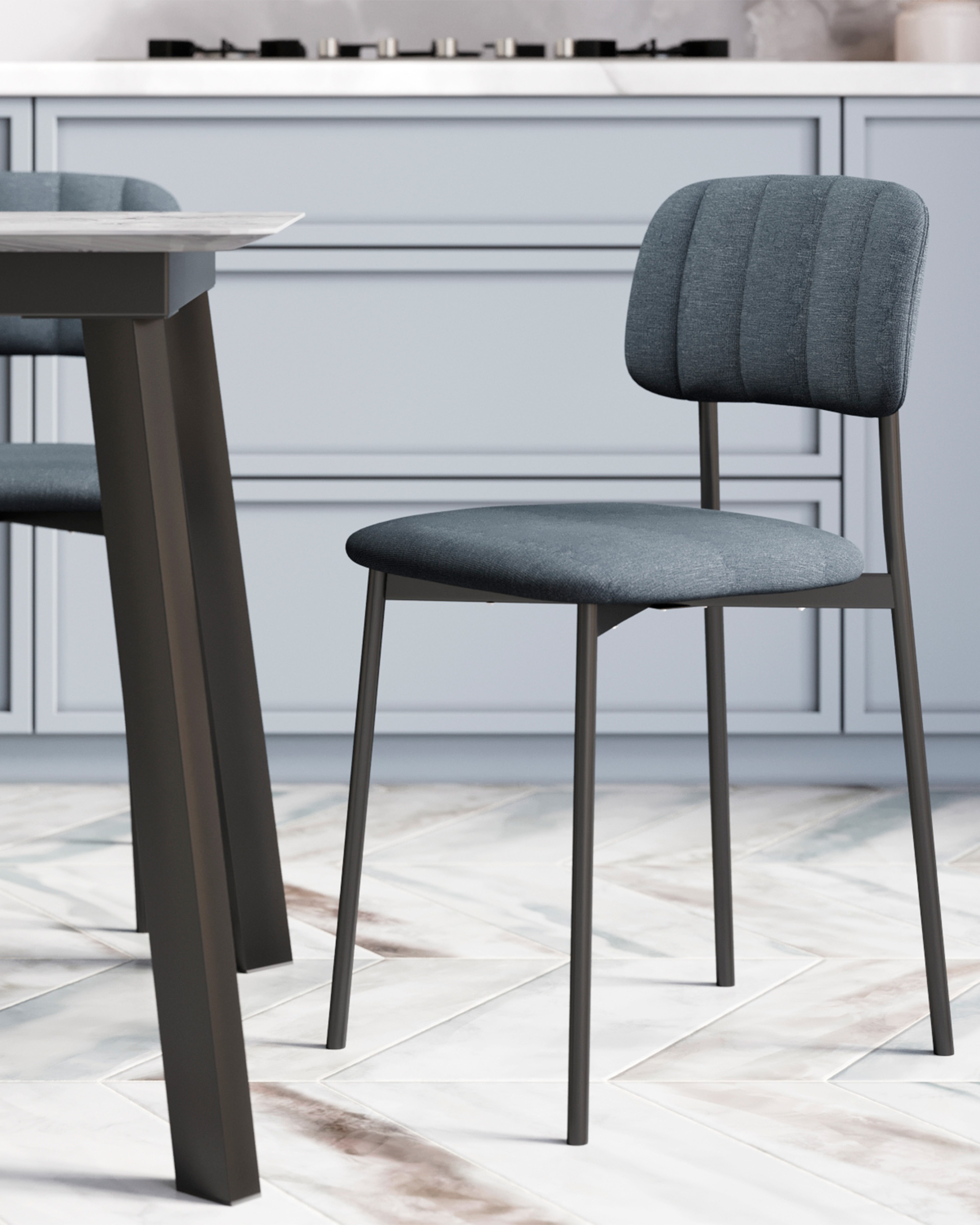 Стул Майло рогожка серо-синий