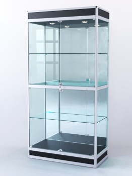 Витрина "ПРЯМОУГОЛЬНАЯ" №3-500-3 (задняя стенка - зеркало), Черный