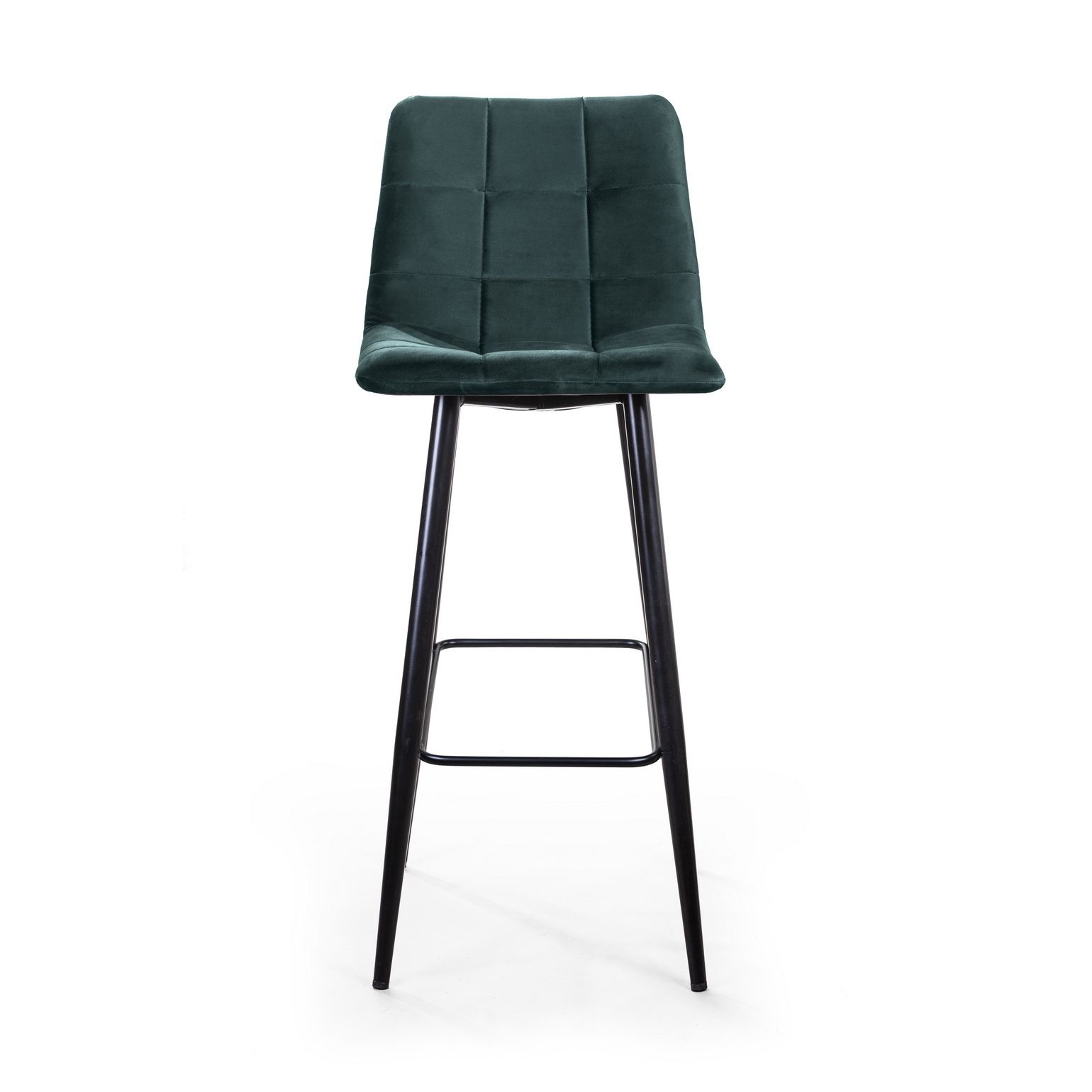 Стул барный Уно, бархат зелёный 19 / чёрный конус