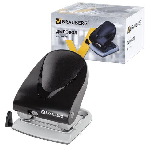 Дырокол BRAUBERG "G-Line", до 40 листов, черный, 224341