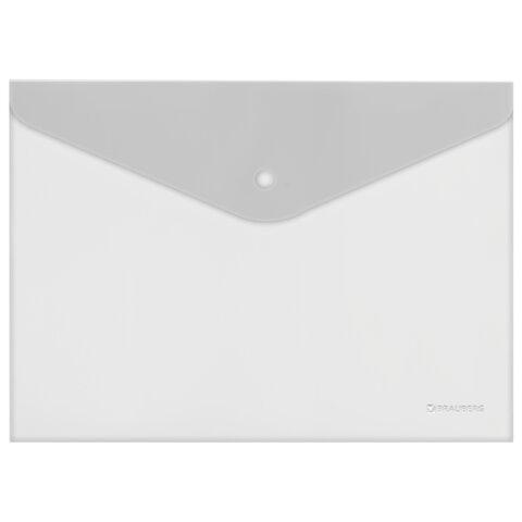 Папка-конверт с кнопкой BRAUBERG "SUPER", А4, прозрачная, ПРОЧНАЯ 0,2 мм, 272876