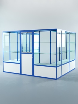 Павильон торговый из профиля пристенный №5б, Белый + Делфт голубой U525 ST9