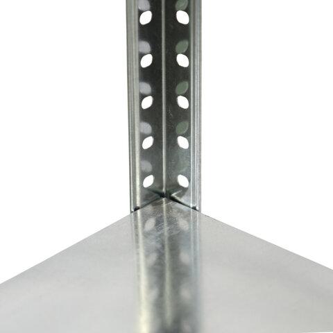 Стеллаж металлический BOOMHOUSE (БУМХАУС) 1200x600x300 мм, 4 полки, нагрузка на стеллаж до 120 кг, серебристый, 291417