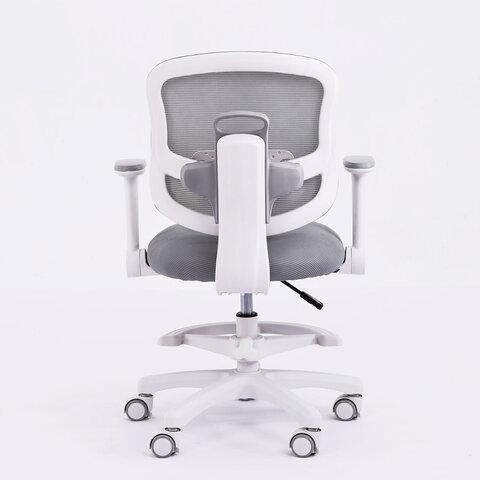 Кресло детское с подставкой для ног BRABIX KIDS "MG-215", сетка/ткань TW, серое, 533313