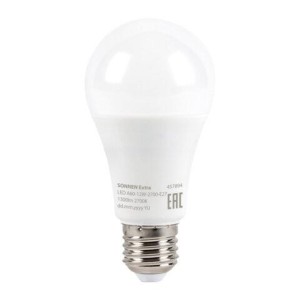 Лампа светодиодная SONNEN EXTRA, 12 (100) Вт, Е27, груша, теплый белый, 30000 ч, LED A60-12W-2700-Е27, 457894