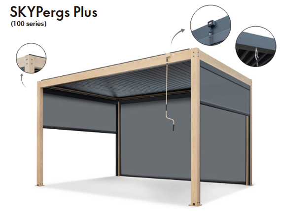 Пергола металлическая 3х4 м SKYPergs Plus темно-серый, свежий тик