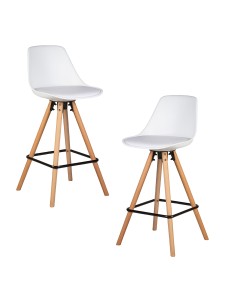 Набор 2 шт Стул полубарный DOBRIN RONNI, ножки светлый бук, белый (ZL-W-02)