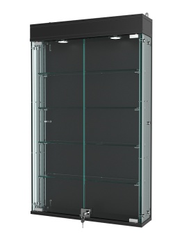 Витрина "АТРИУМ" с регулировочными полками настенная №2А-1Г-РЕГ, Черный