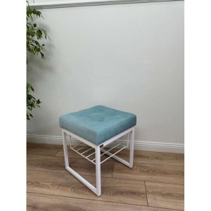 Банкетка Марсей 40-44 с полкой (светло-бирюзовый/белый)