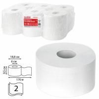 Бумага туалетная 170м, LAIMA (T2), PREMIUM, 2-слойная, цвет белый, КОМПЛЕКТ 12 рулонов, 126092