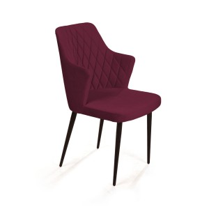 Стул с подлокотниками Хант ромб, бархат красный 16 new / чёрный конус