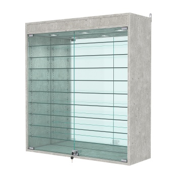 Витрина настенная с регулировочными полками №4-8АГ-РЕГ с зеркалом и с подсветкой, Метрополитан Грей