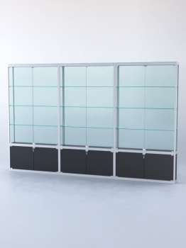 Витрина "ПРЯМОУГОЛЬНАЯ" №2-3м-200-2 (задняя стенка - стекло), Черный