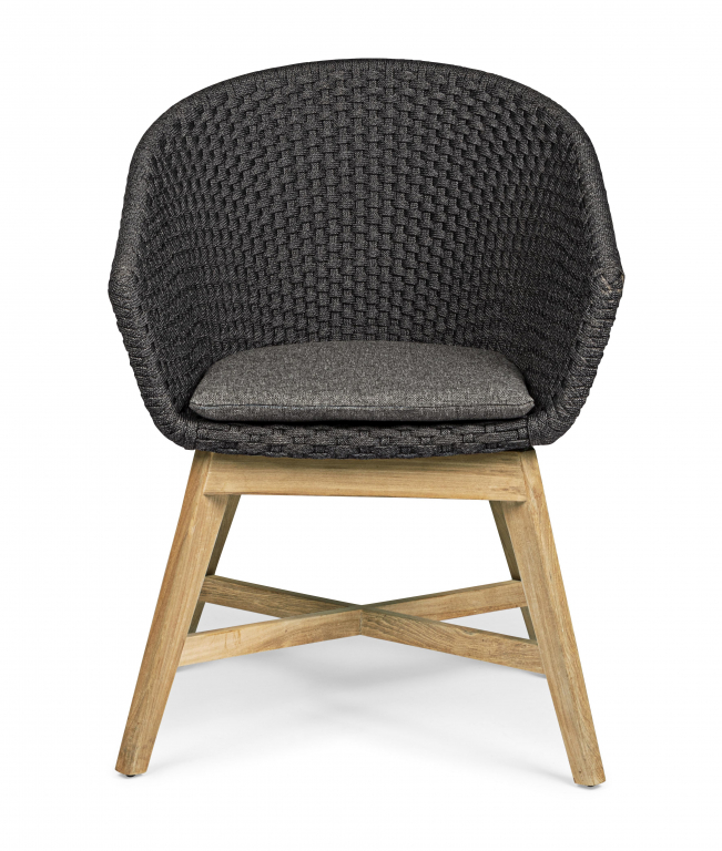 Кресло плетеное с подушкой Coachella натуральный, антрацит